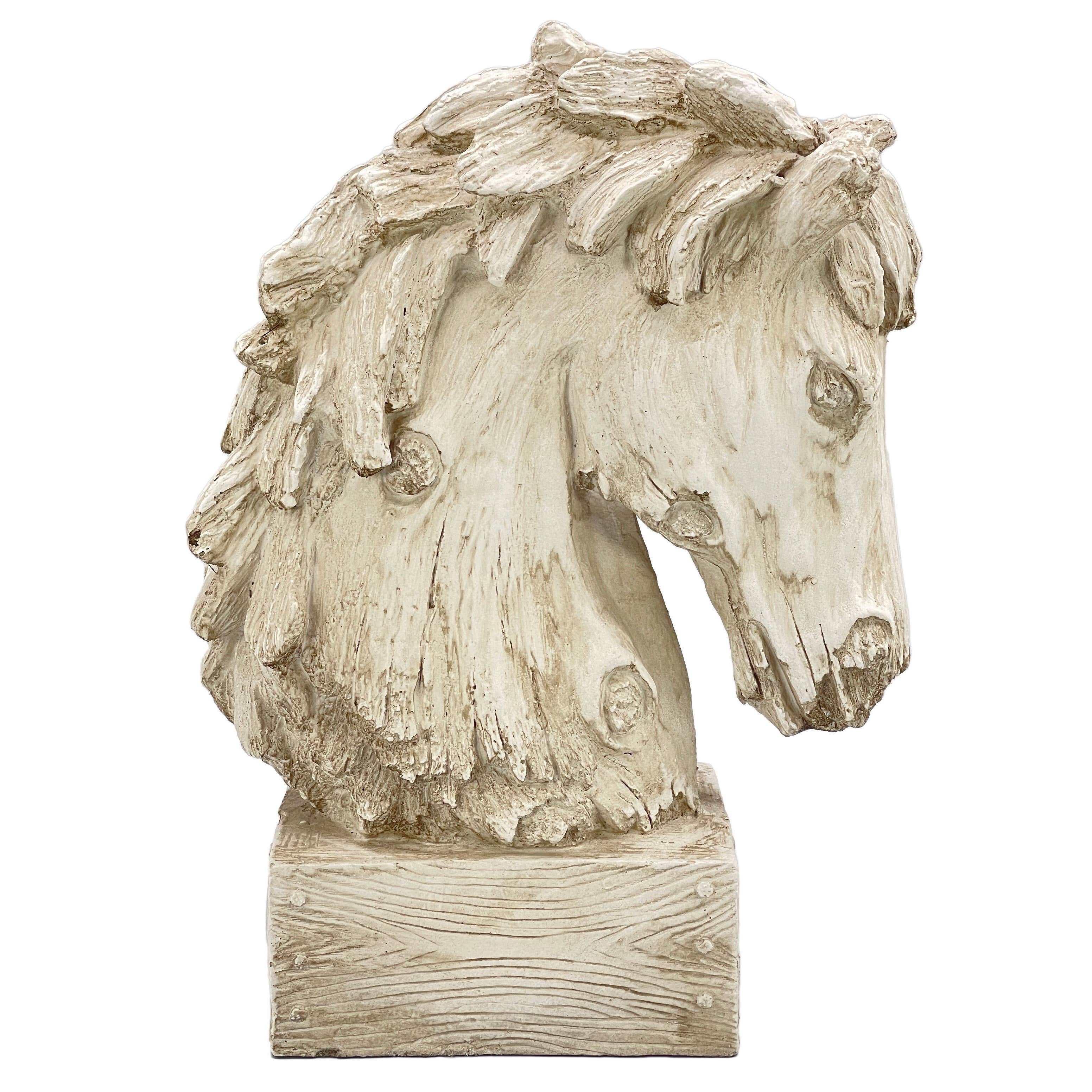 Galt International Company - Vente Figurine décorative - Statue sculptée tête de cheval effet bois, 46 cm2