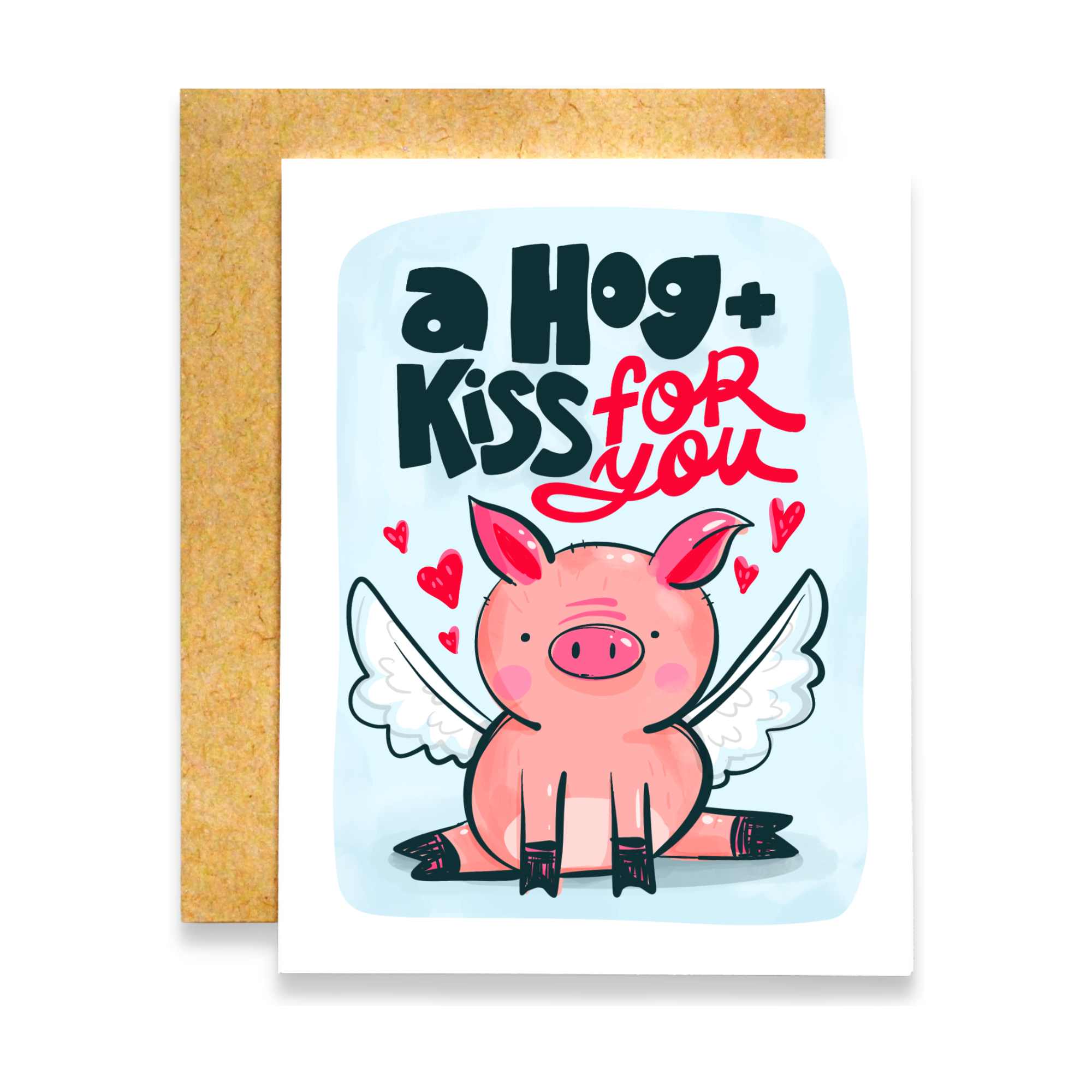 Raven + Unicorn - Wholesale Love Card - A Hog and Kiss For You Card3