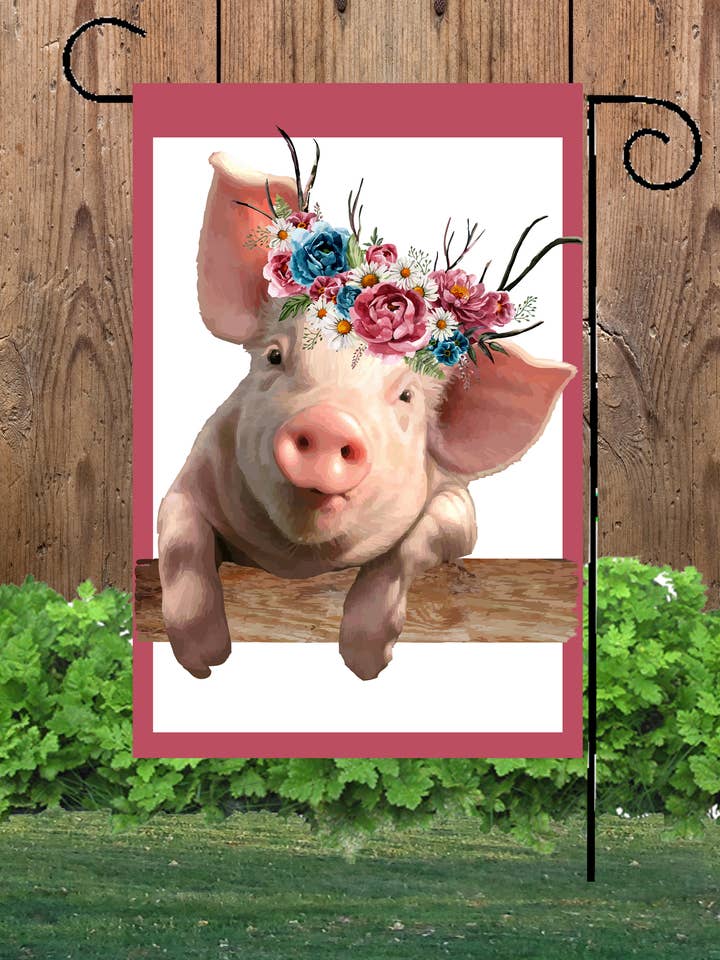 Grisporträtt Trädgårdsflagga för wholesale av Happy Cow Lawn Decor