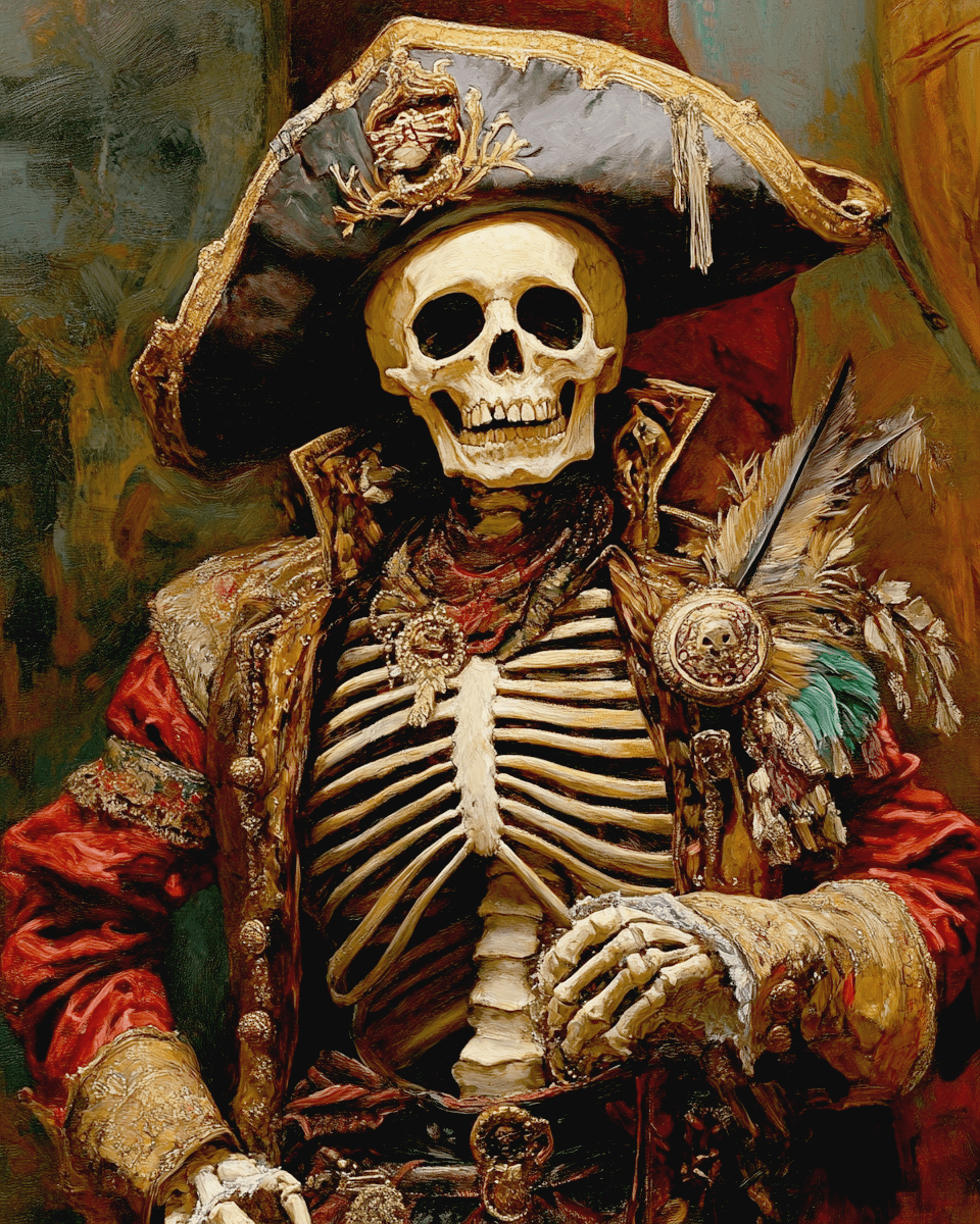 Mowbi - Wholesale Art Print - Putrid Paul the Pirate - Skull & Skeleton Art Prints - 8"x10" Art Print for 11"x14" Frame0