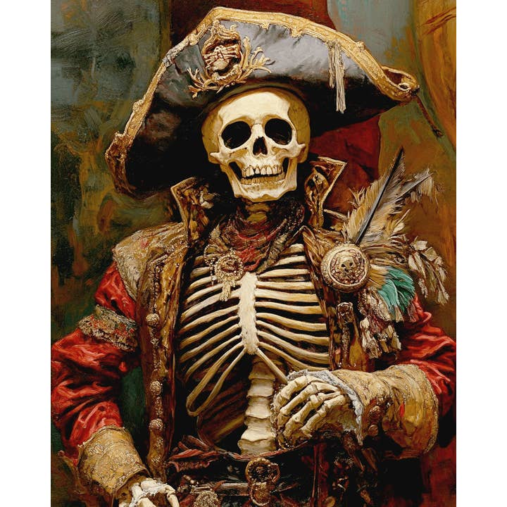Mowbi - Wholesale Art Print - Putrid Paul the Pirate - Skull & Skeleton Art Prints - 8"x10" Art Print for 11"x14" Frame