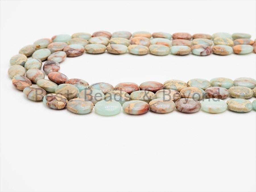 BestBeads&Beyond - Wholesale Beads - Quality Natural African Opal Flat Oval Smooth Beads, 8x10/10x14mm African Opal beads, Gemstone Beads, 15.5inch strand, SKU#U3153