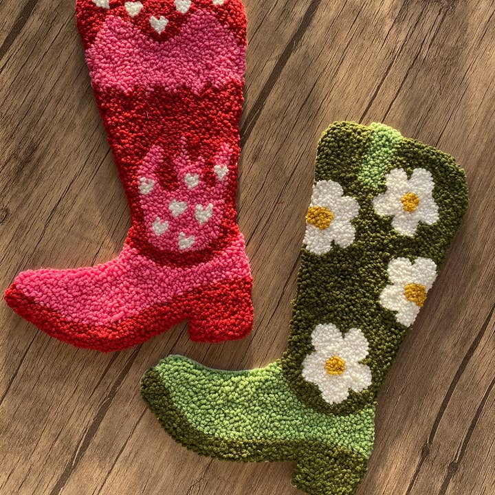 Punch Needle Cowgirl Cowboy Boot för wholesale av Fireflypunch