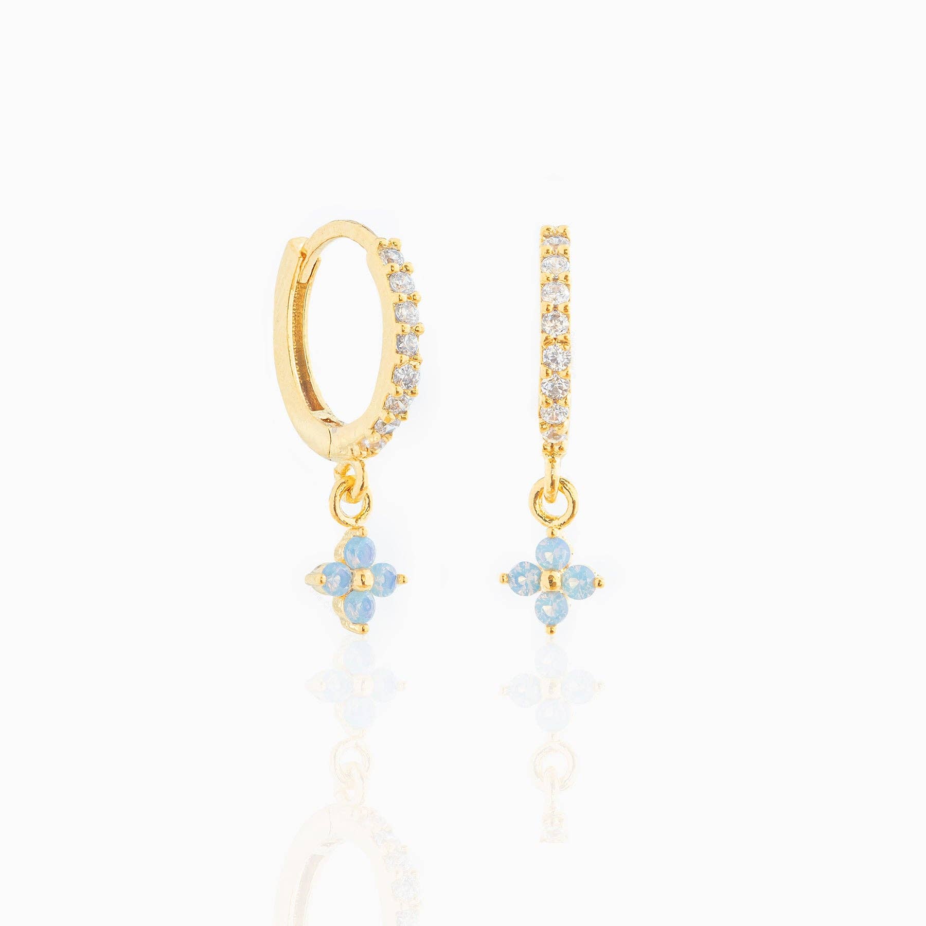 Girls Crew - Wholesale Dangle Earrings - Blue Blossom Love Dangle Hoops0