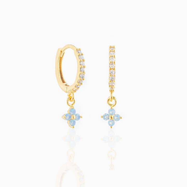 Girls Crew – wholesale Hängande örhängen – Blå Blossom Kärlek Dingla Hoops