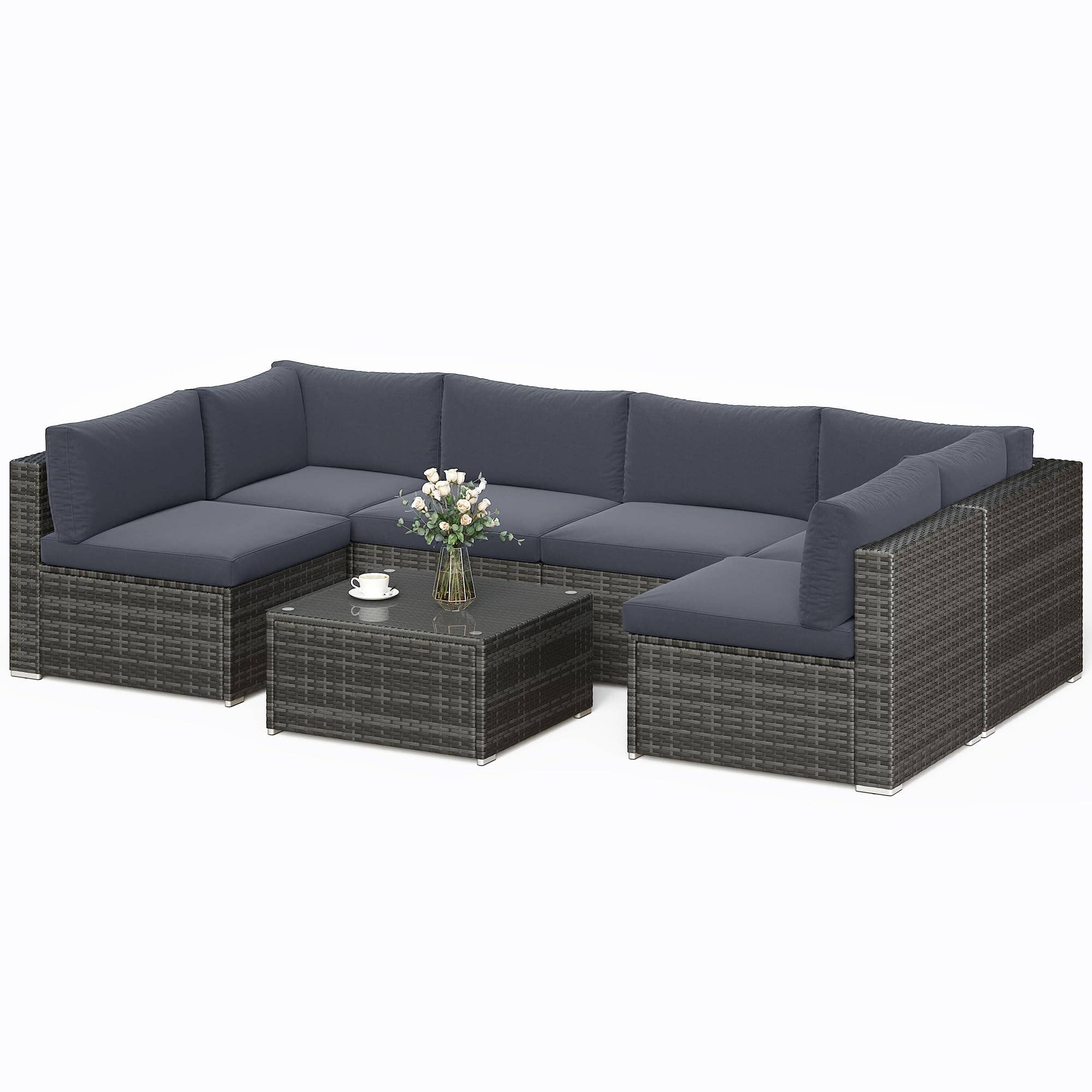 Heynemo - Wholesale Patio Set - 7 Piece Patio Furniture Sets, All Weather Gery PE Wicker1