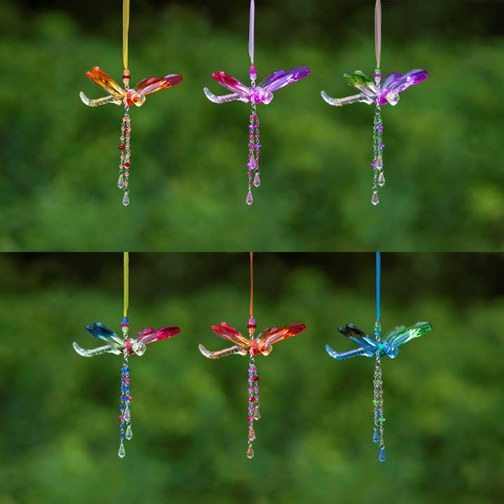 Three Tone Acrylic Dragonfly Ornaments with Beaded Tassel for wholesale by Zaer Ltd. International