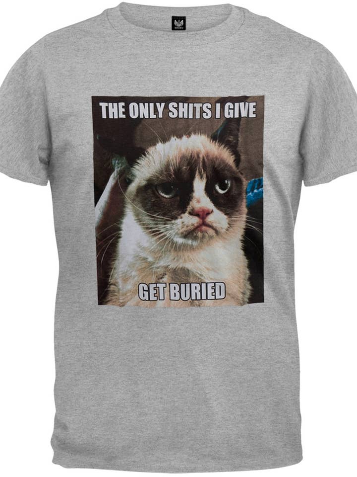 Official Store - Venta al por mayor Camiseta serigrafiada - Hombre - Camiseta Premium Suave para Hombre - Grumpy Cat - Get Buried
