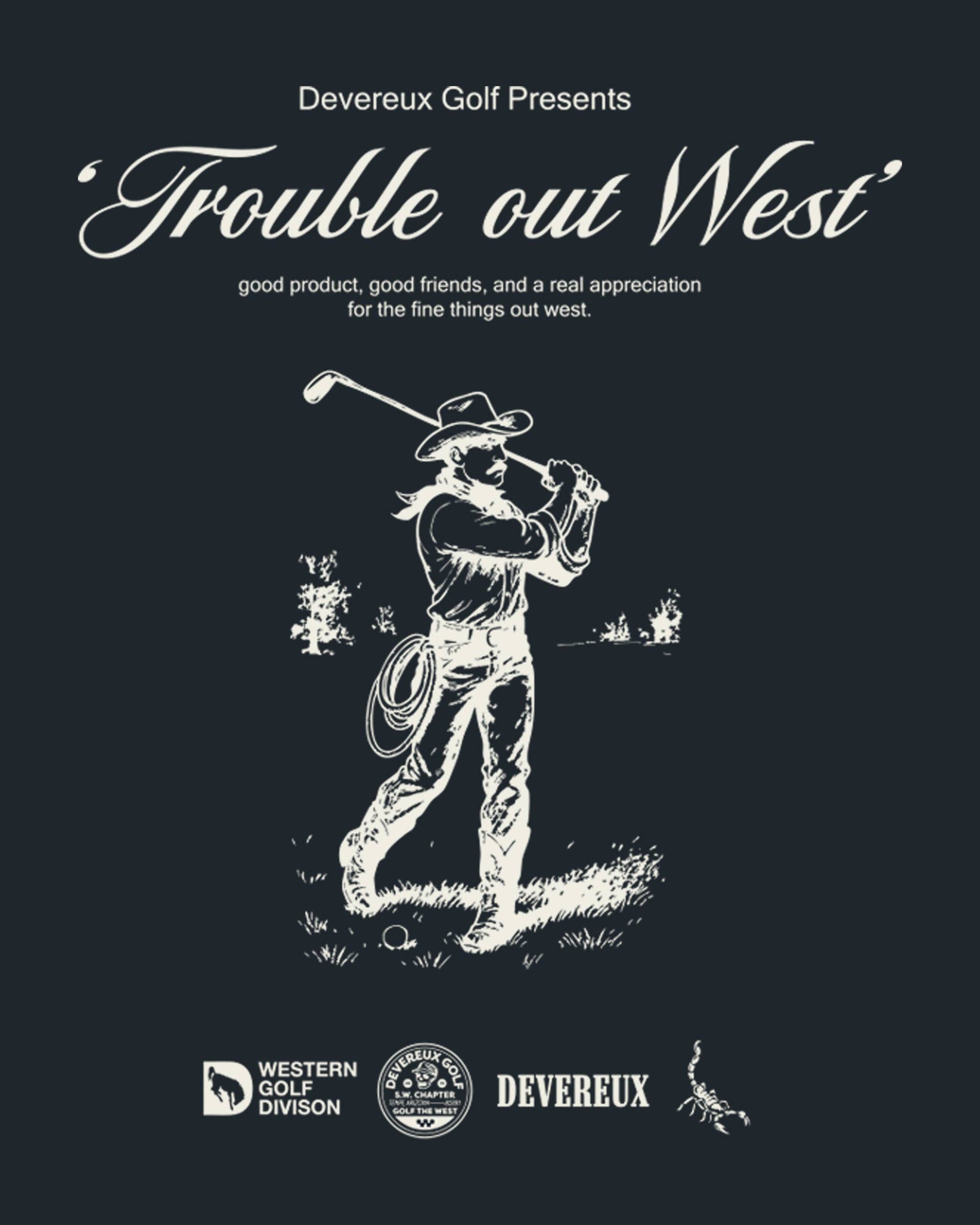 Trouble Out West Tee - Navy for wholesale on Faire2