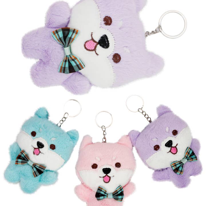 Cap Zone - Wholesale Keychain - Kids - Shiba Inu Dog Fuzzy Fur Plush Key Chain