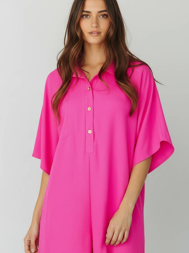 Combinaison tissée unie oversize à col et flux d'air R5185-1 pour la vente par BUCKETLIST INC