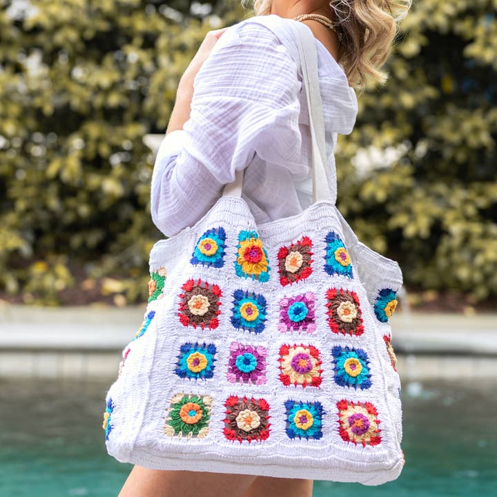 Laya Cotton Crochet Large Tote Bag for wholesale by Anju Jewelry