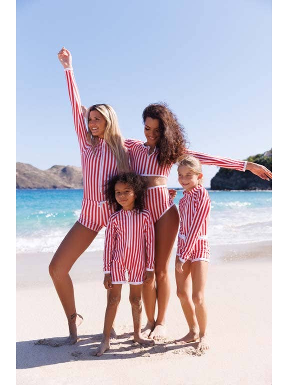 Juillet Juillet - Wholesale One Piece Swimsuit - Kids - Graniers Red/White Romper UPF 50+2