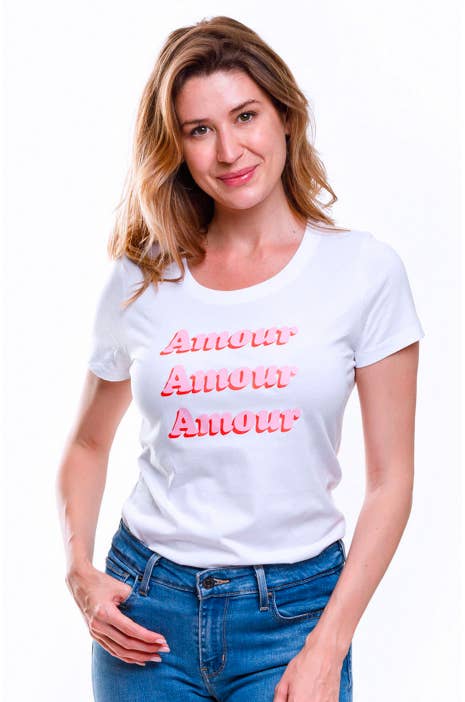 White Love Love Love Women's T-Shirt - flex lettering for wholesale on Faire1