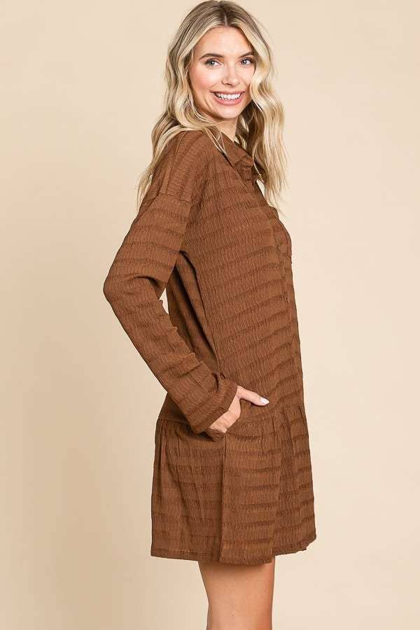 Culture Code - Wholesale Dress - Women's - CJD1880L - LSLV BUTTON DOWN TIERED TUNIC SHIRT14