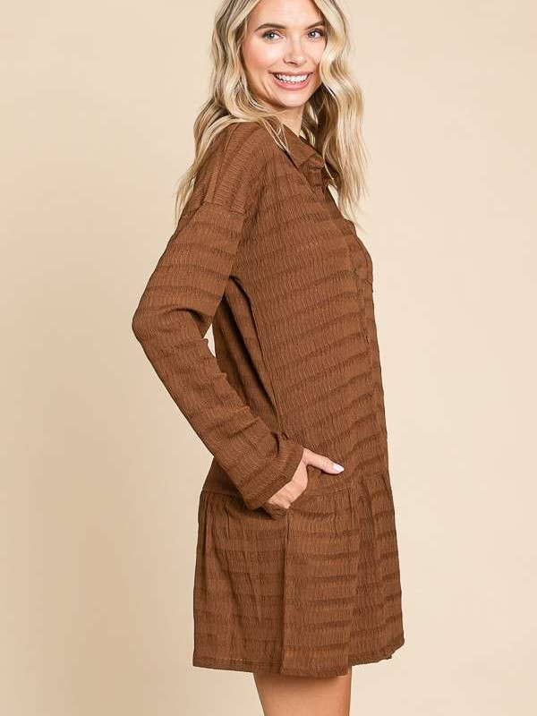 Culture Code - Wholesale Dress - Women's - CJD1880L - LSLV BUTTON DOWN TIERED TUNIC SHIRT3