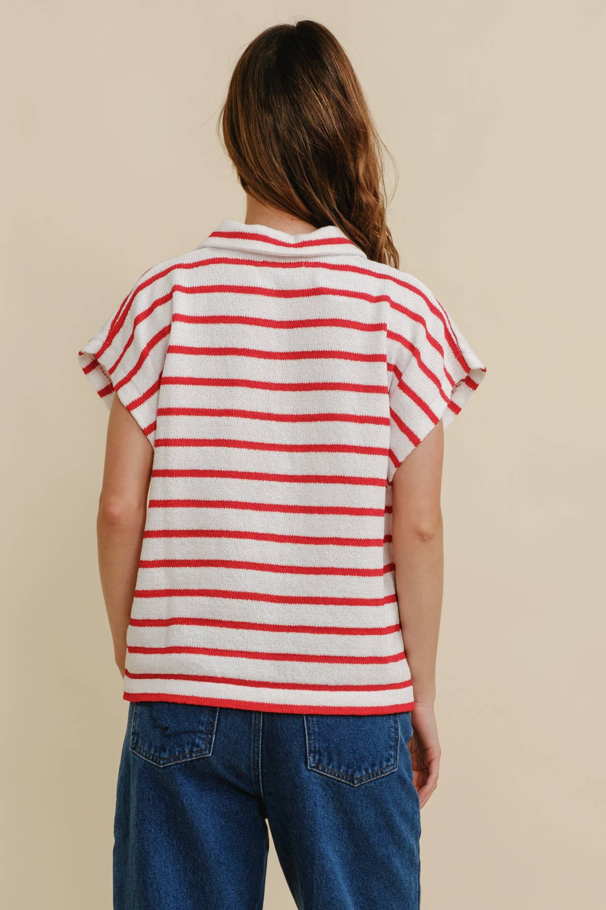 Cloud Ten - Wholesale Knit Top - Women's - CSW18065 - STRIPED COLLARED V NECK TOP9