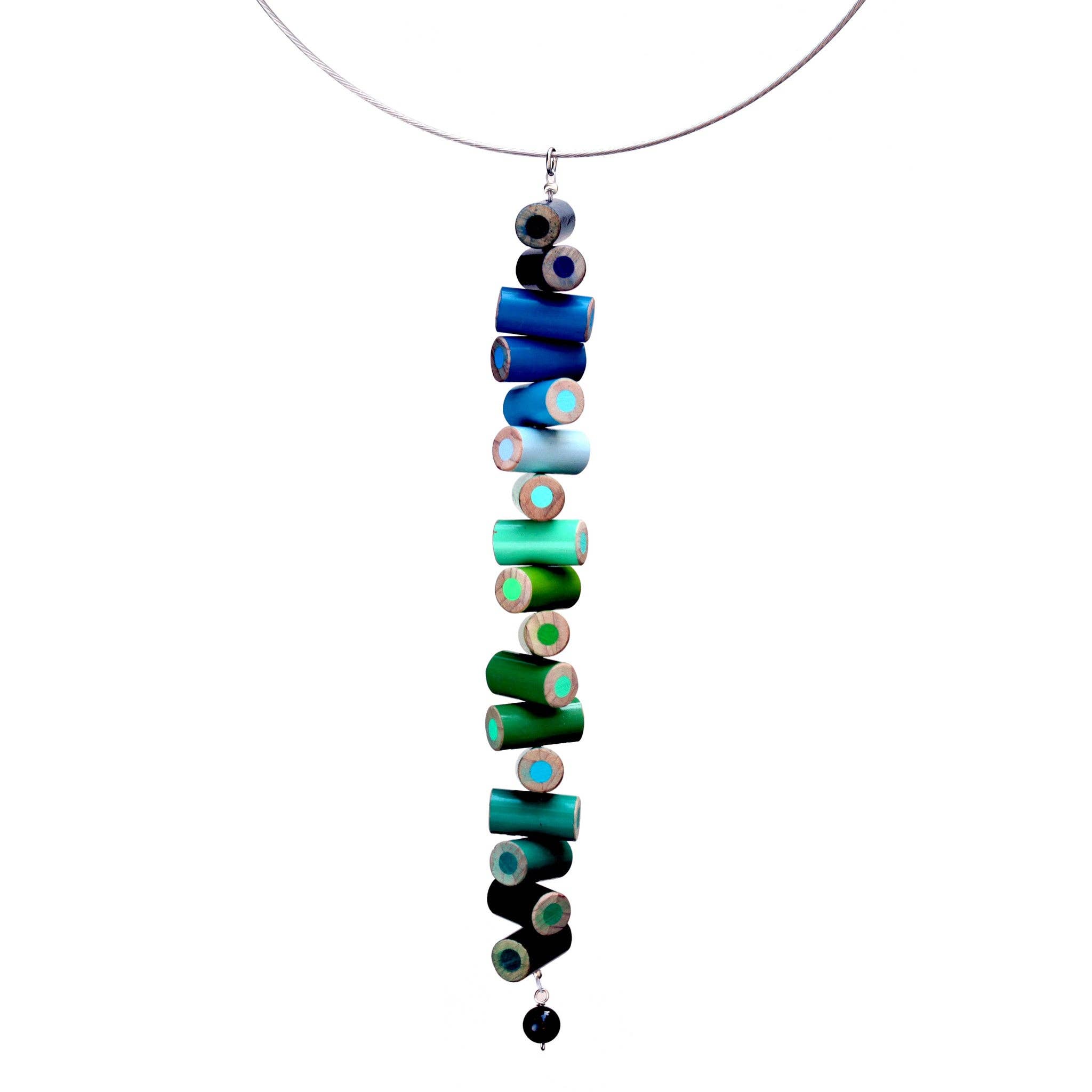 Amy Pfaffman Jewelry - Wholesale Pendant/Charm Necklace - Colored pencil long pendant on steel cable2