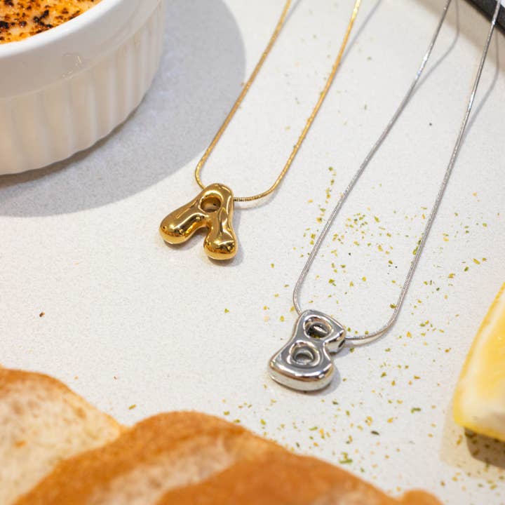 Cape Diablo - Wholesale Pendant/Charm Necklace - Golden Glow Fall Bubble Letter Initial Necklace33