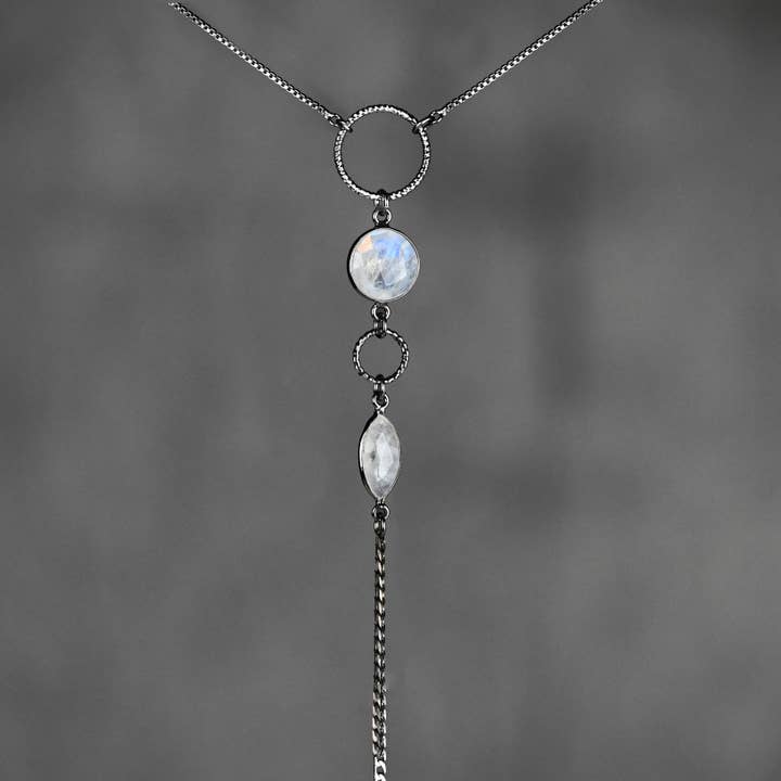 Moonstone on Gunmetal Adjustable Chain for wholesale by KBD Studio