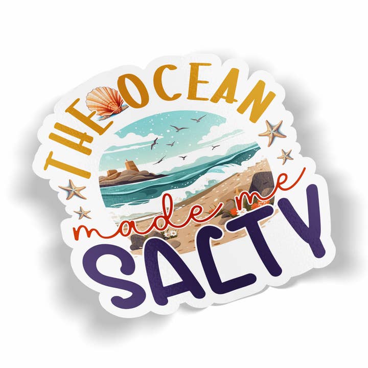 The Ocean Made Me Salty Sticker for wholesale by JE Creates