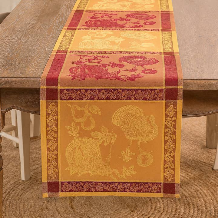 Jacquard Cotton Blend Thanksgiving Table Runner for wholesale by Fennco Styles