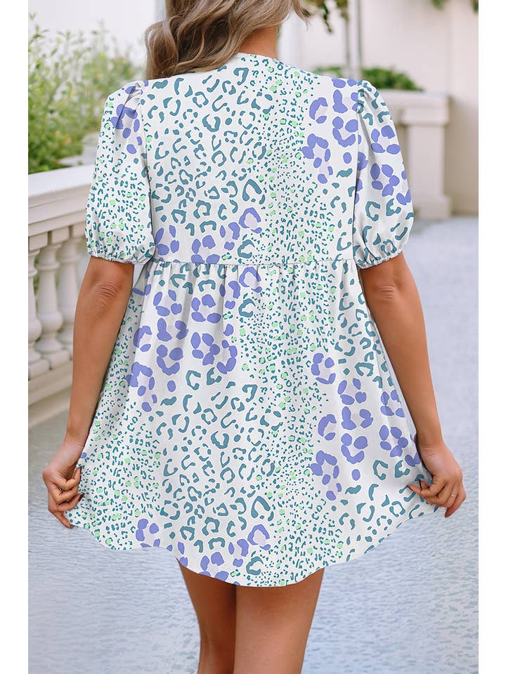 Little Daisy Closet - Wholesale Dress - Women's - LDC Floral Print Bow Knot Decor Bubble Sleeve Shift Dress