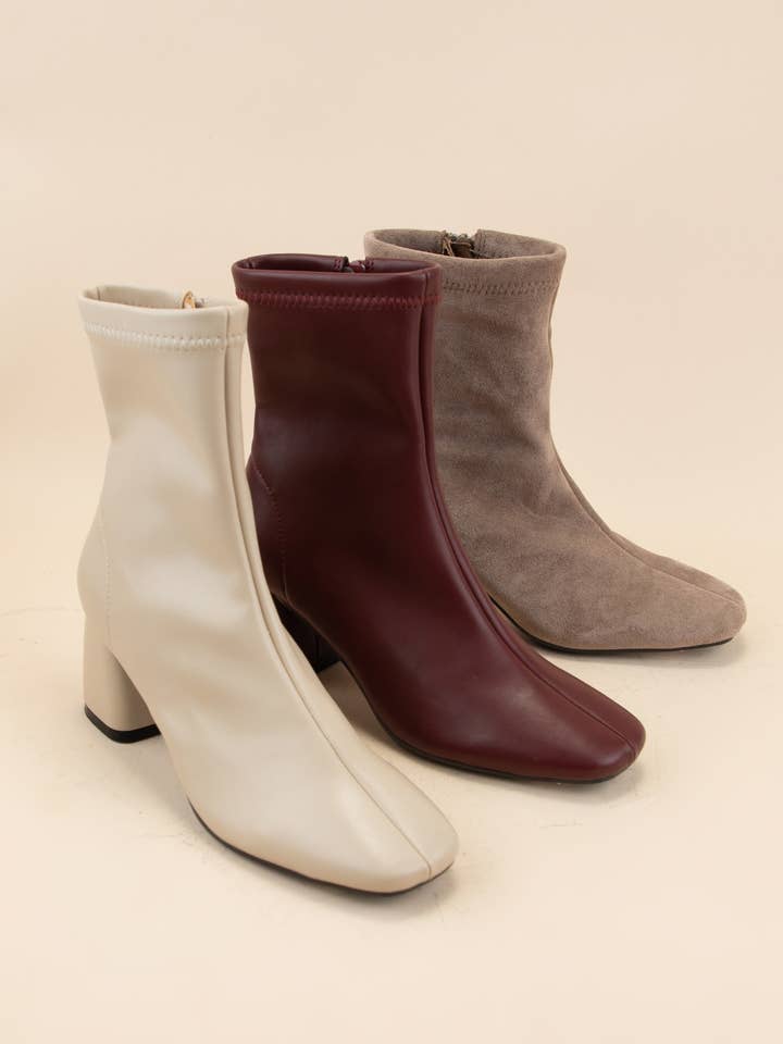 SWING-1 SLIM FIT SQUARE-TOE BLOCK HEEL BOOTIES for wholesale by CCOCCI