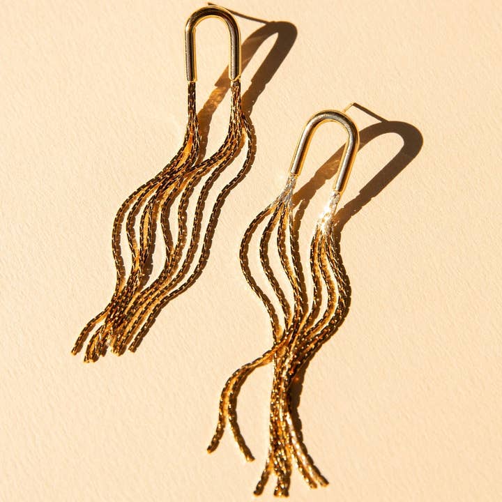 Abstract Tube Tassel Earrings for wholesale by Covet