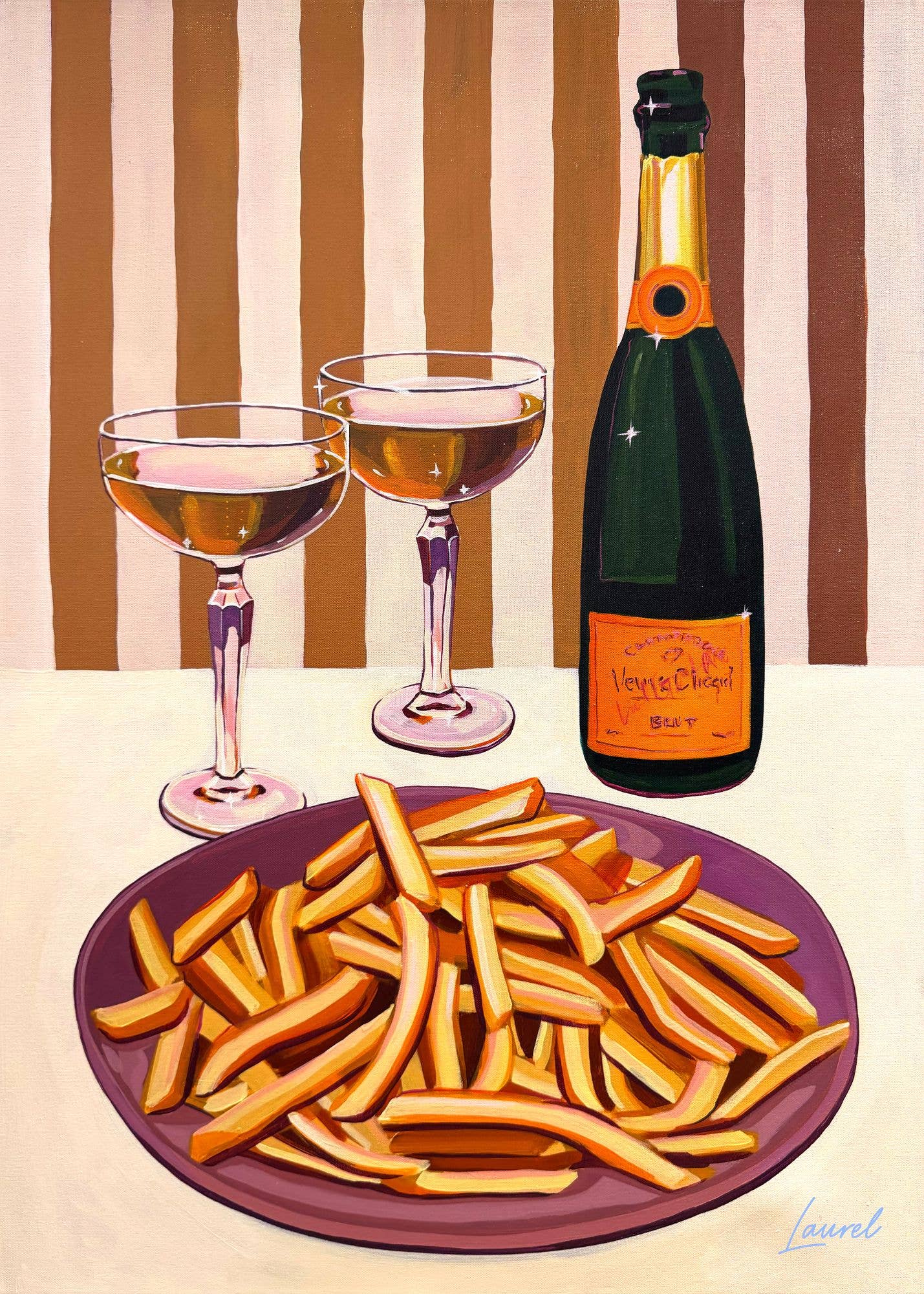 Laurel Greenfield Art - Wholesale Sticker - Champagne and Fries Cocktail Lover Stickers1