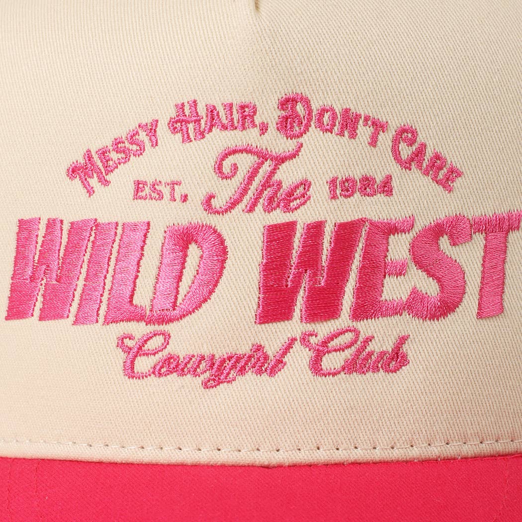 Fashion City - Vente Casquette de camionneur – femme - Chapeau brodé du club de cowgirls du Far West aux cheveux en bataille12