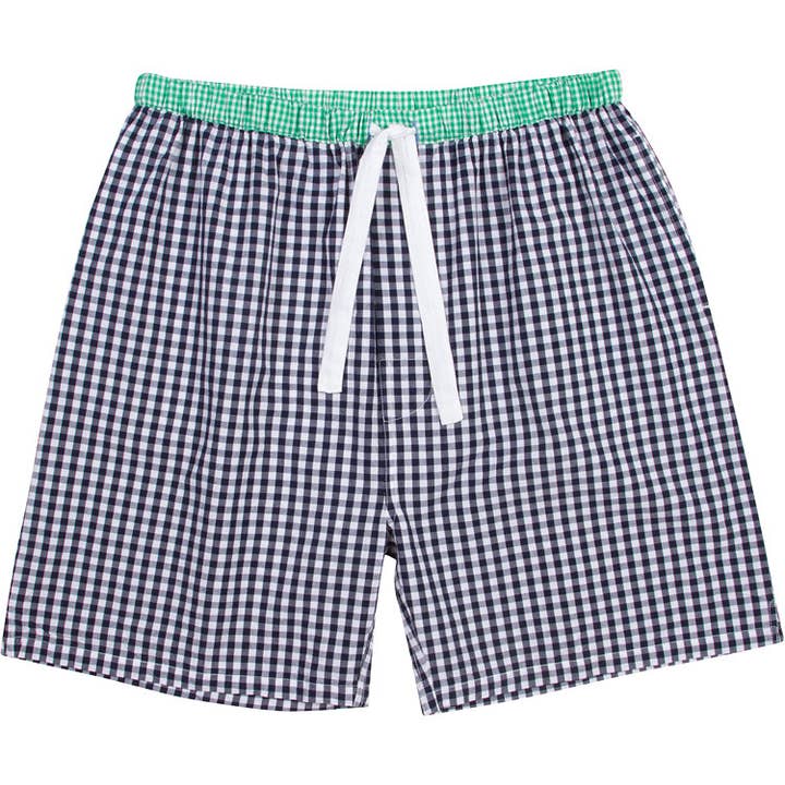 Men's Hepburn Gingham Navy Sleep Shorts for wholesale by Sant and Abel