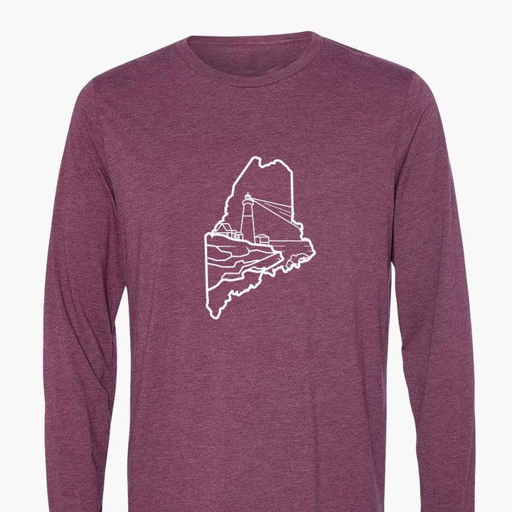 Maine Lighthouse Long Sleeve T-Shirt | Maine Apparel for wholesale by Reclaimed Maine Co.
