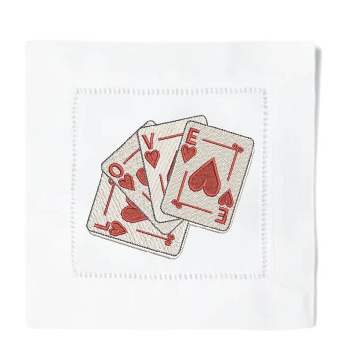 Serviettes à cocktail Deck of Cards pour la vente par Blythe Embroidery Co.