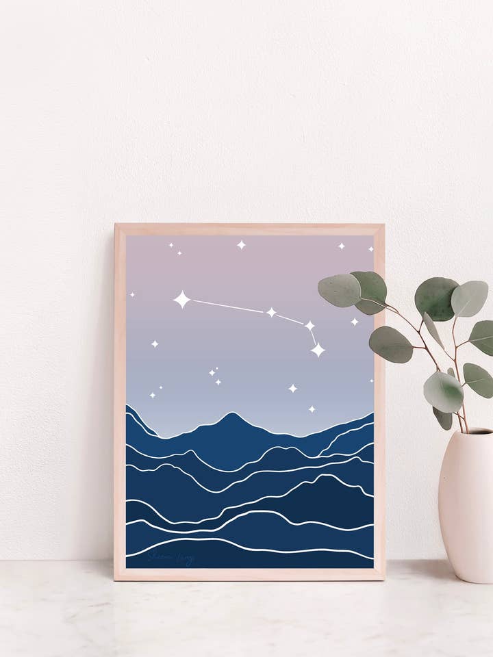 Sunset Aries zodiac giclee art print for wholesale by Sheena lange Illustrations