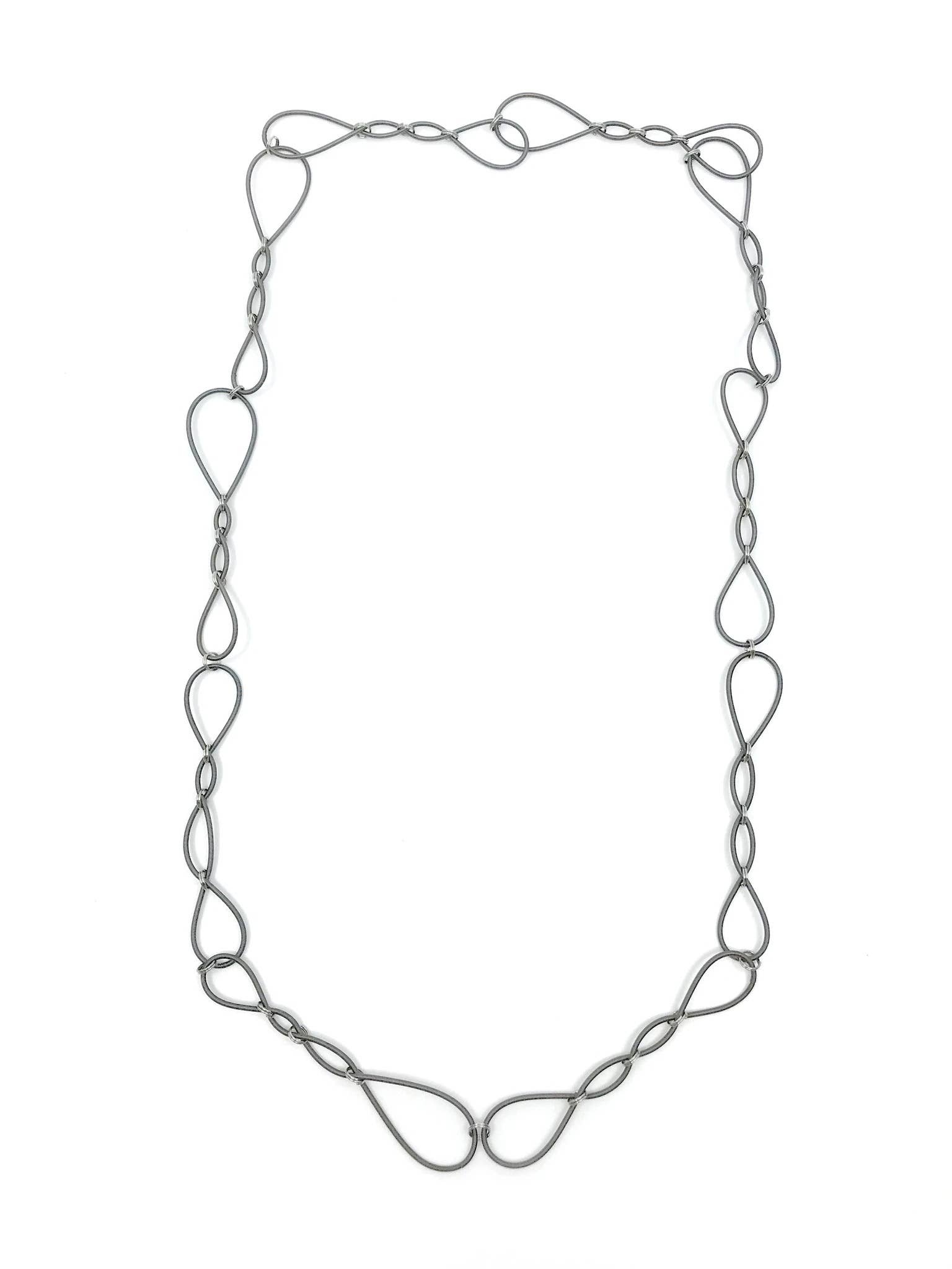 Sea Lily - Wholesale Link & Chain Necklace - A302 - Slate Long Simple Wire Link Necklace0