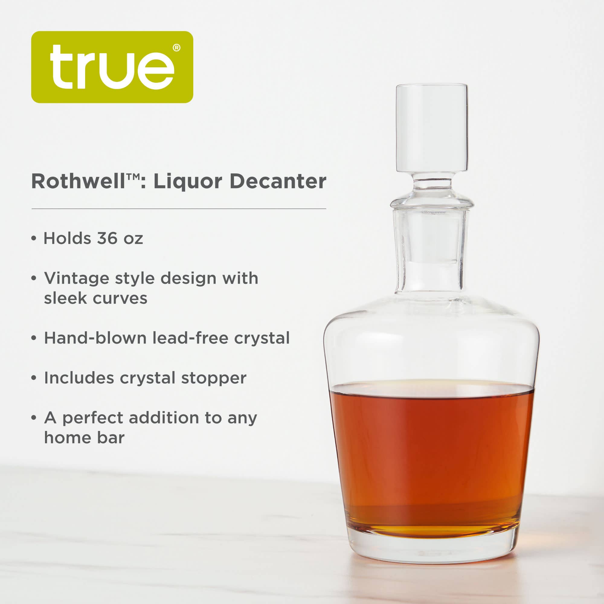 TRUE - Wholesale Decanter - Rothwell Crystal Liquor Decanter with Stopper 36 oz4