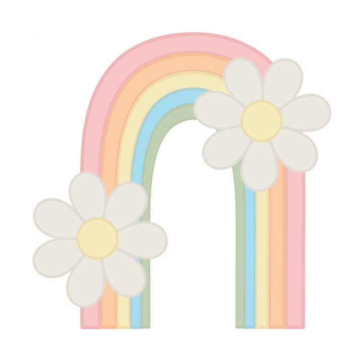 Tall Rainbow with Daisies Cookie Cutter for wholesale by Maison’s Custom Cutters