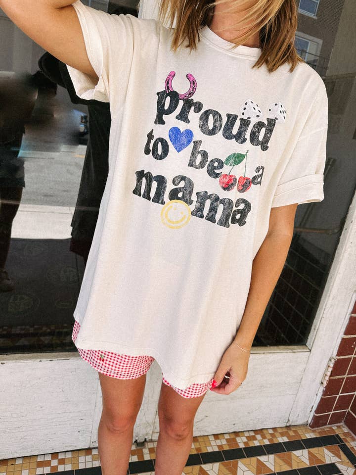 proud to be a mama graphic tee - ivory for wholesale by ETTA & EAST