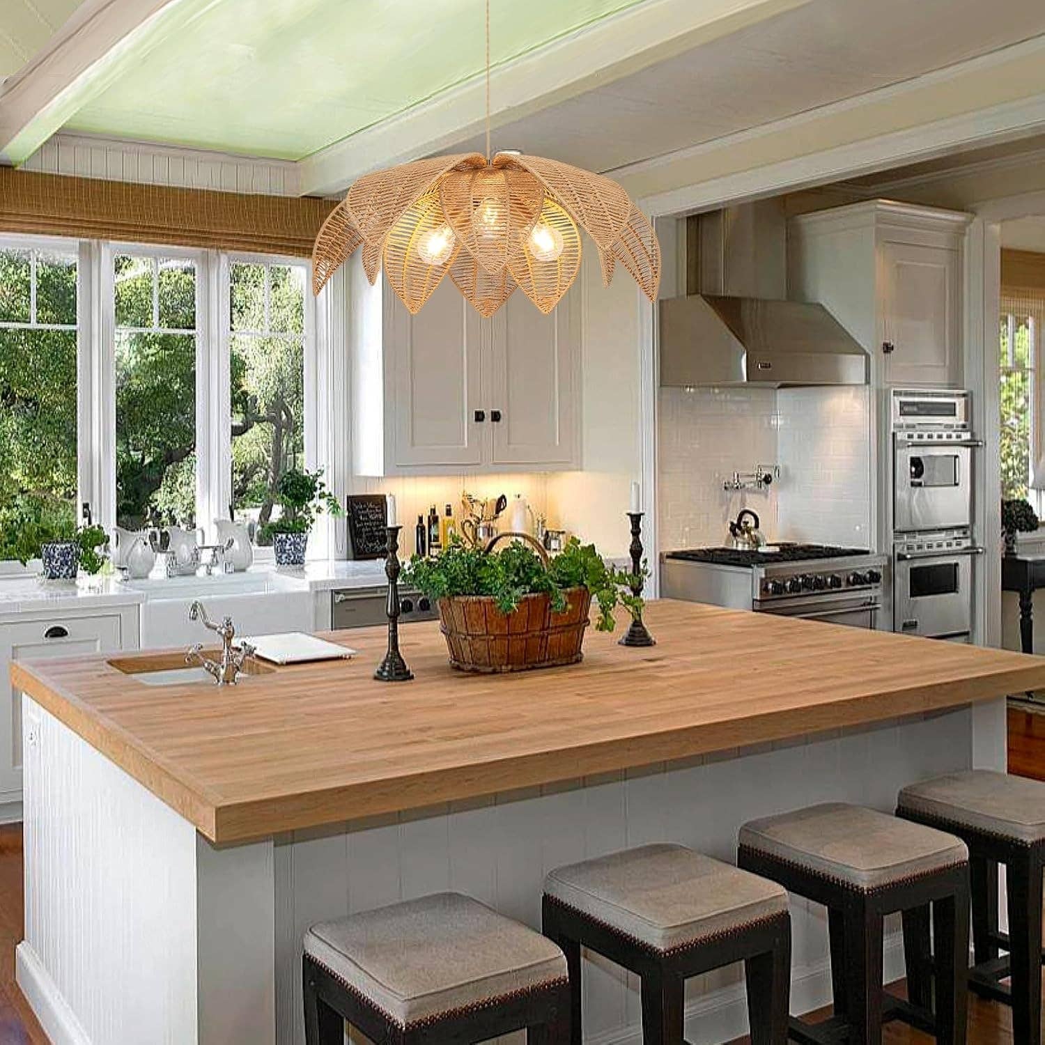 ShipItFurniture - Wholesale Chandelier/Hanging Light - Handwoven Rattan Chandelier 24 Inch Pendant Light Fixture7