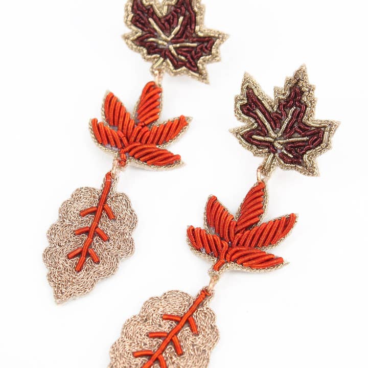 My Doris – wholesale Dangle earrings – TRIPLE ORANGE LEAF EARRINGS