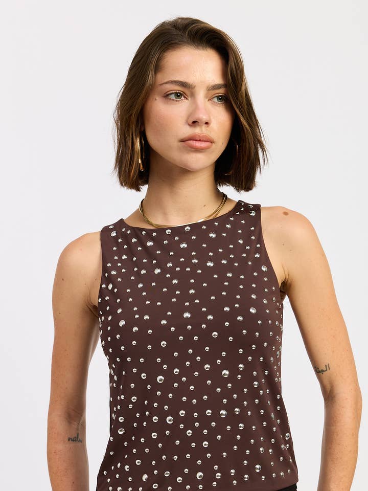 METAL HOTFIX KNIT TANK TOP for wholesale by Emory Park