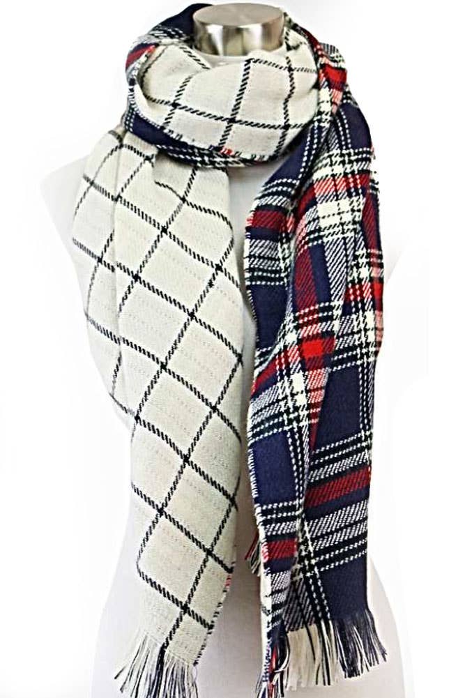 Hana – Engroshandel Tørklæde - Dame – Vendbart rutet ternet mønster vintertørklæde3