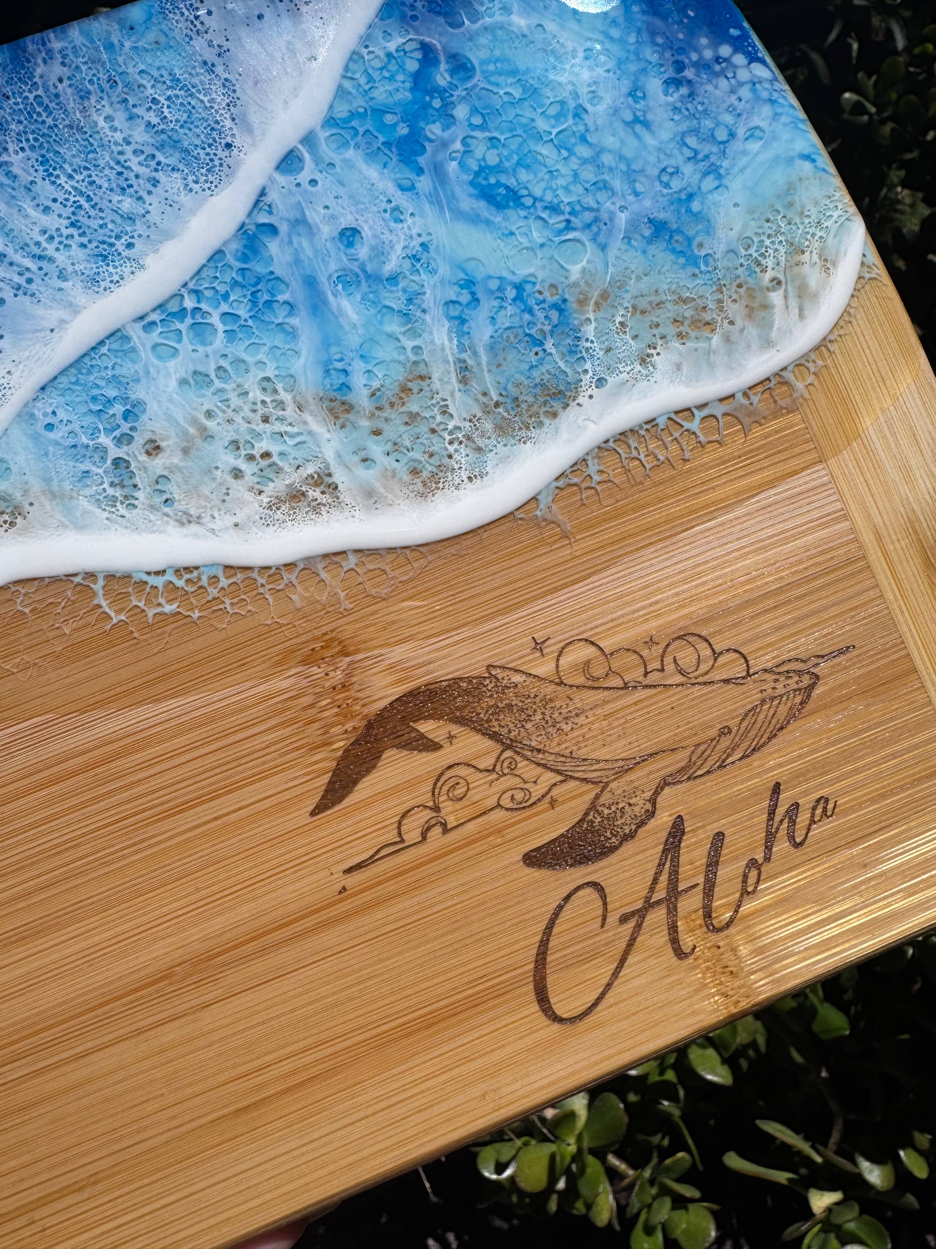 TBM Creations LLC - Wholesale Cheese Board - Whale Aloha Ocean Charcuterie board | Resin Cheese board5