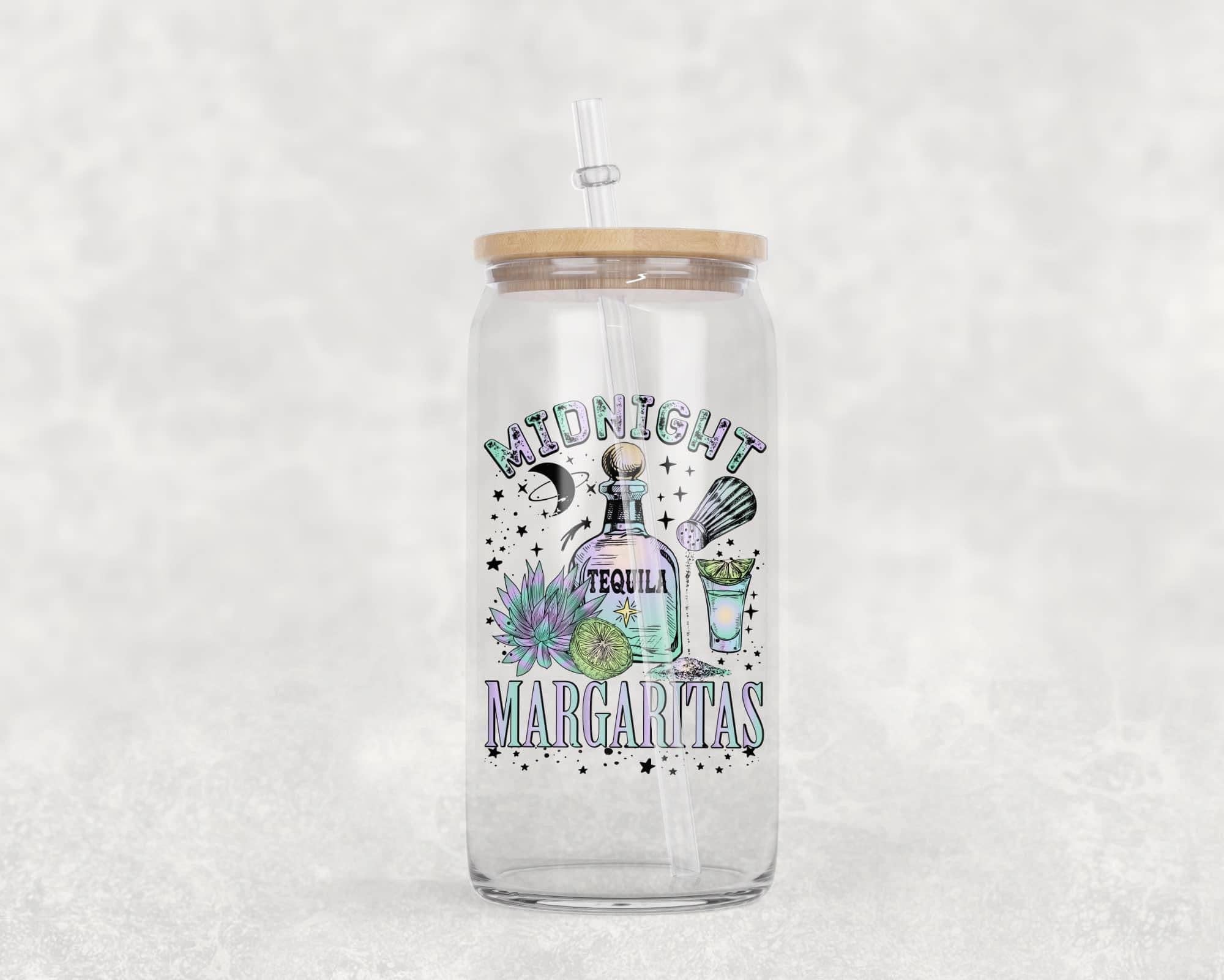 Smile Graphics and Design - Wholesale Drinking Glass/Cup - Midnight Margaritas Glass Cup with clear straw and bamboo lid0