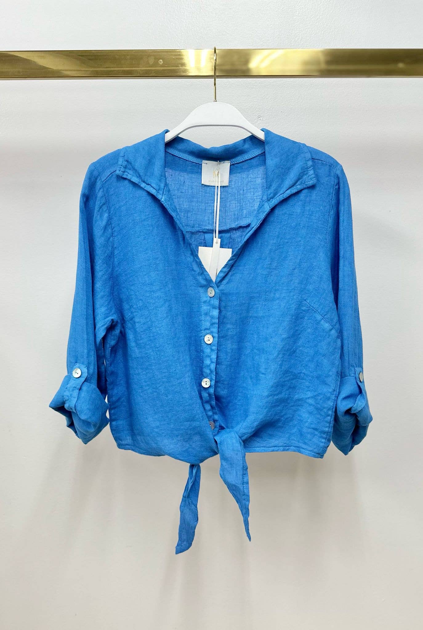 MILIO MILANO - Wholesale Blouse - Women's - LINEN CROPPED TIE BLOUSE (707001-SOLID LINEN TOP)12