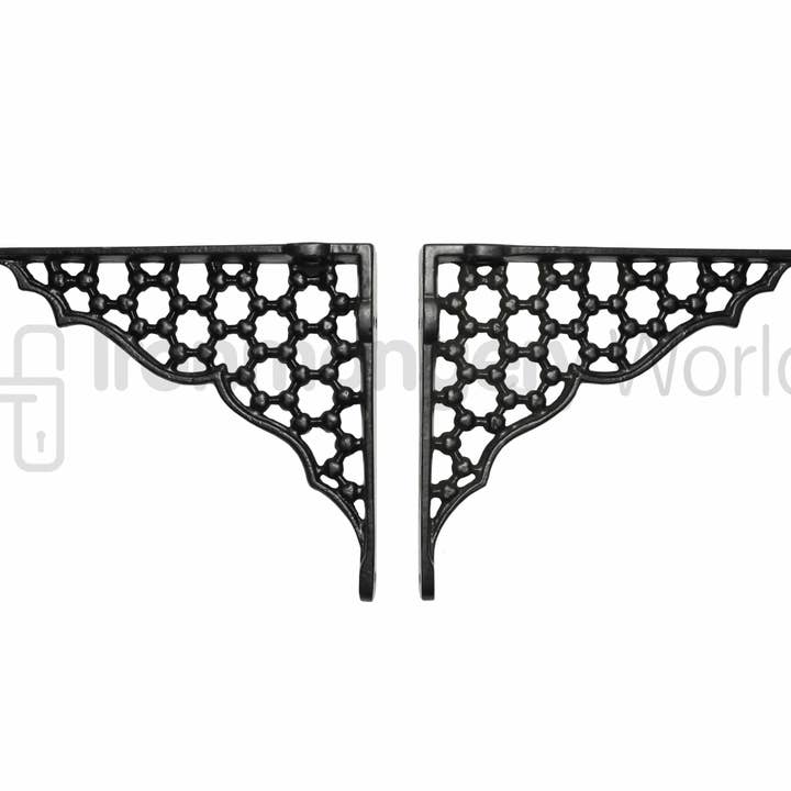 IronmongeryWorld – wholesale Vägghylla – Par 6 ”Jali Gattice hylla fäste svart Antik