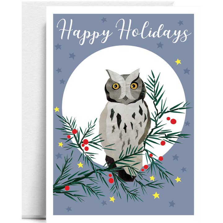 "Holiday Owl 8-Pack" – Enchanting Winter Wildlife Card Set for wholesale by Lilybart LLC