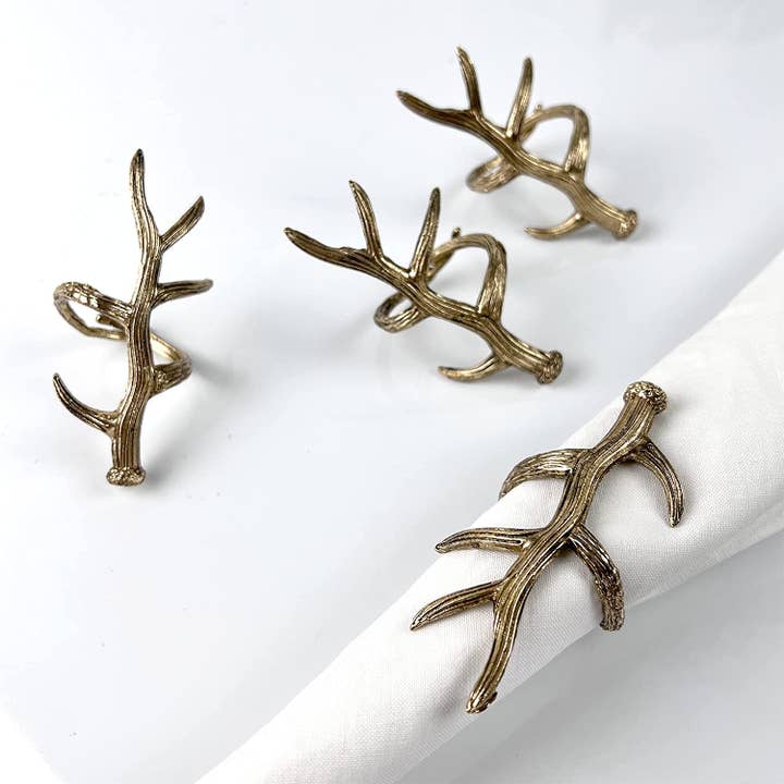 Fennco Styles - Wholesale Napkin ring - Rustic Antler Design Metal Napkin Ring3