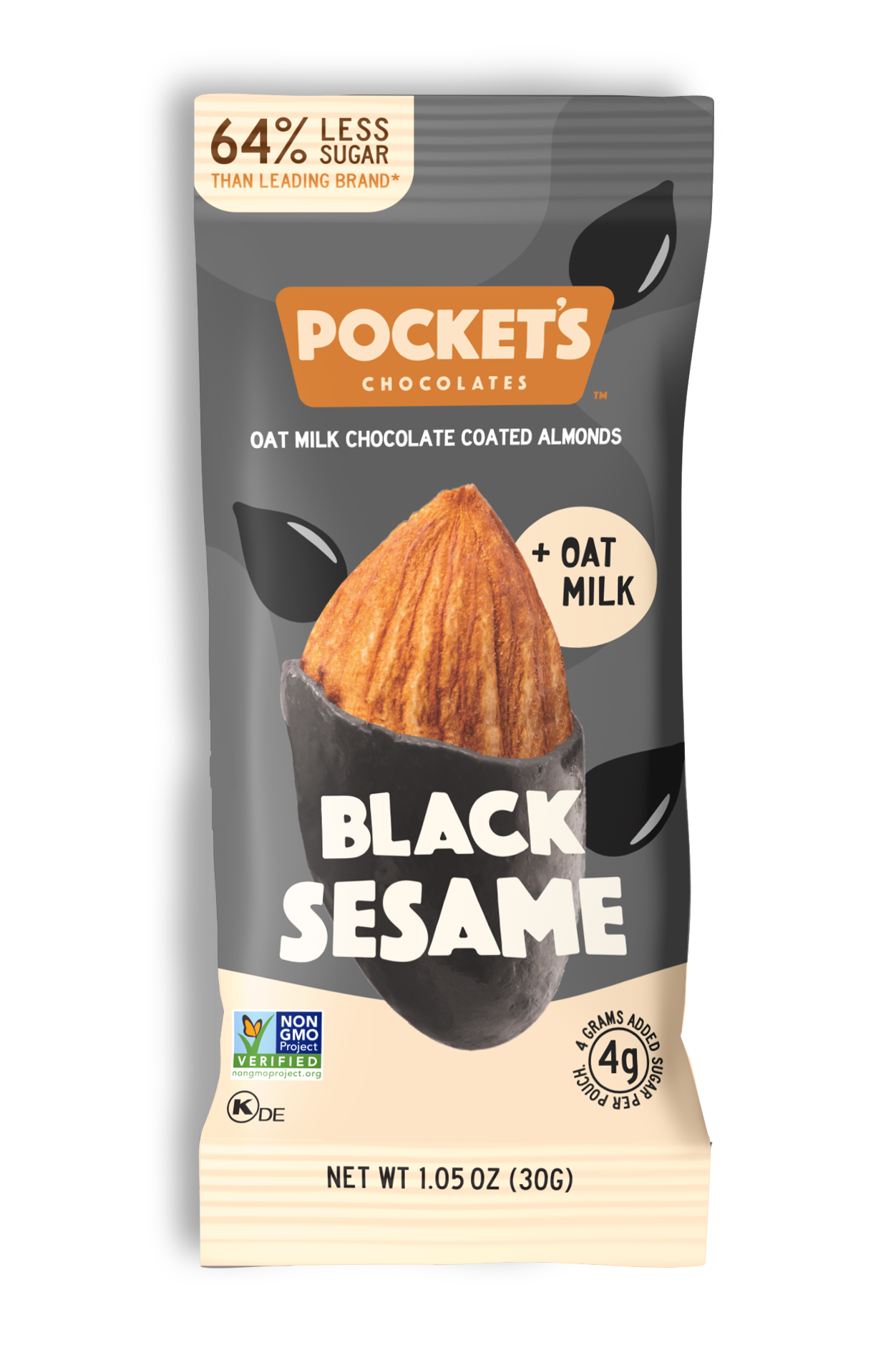 Pocket's Chocolates (Formerly Pocket Latte) - Wholesale Chocolate Covered Sweets - Black Sesame Chocolate Almonds, 1.05 oz Single Serve Packs3